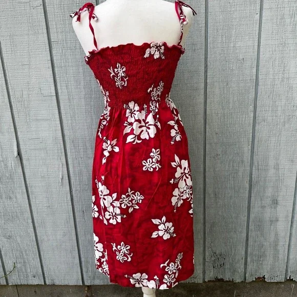 Pacific Legend Hawaiian Sundress Floral Smocked Made in Hawaii Red Size S‎ - Picture 9 of 9